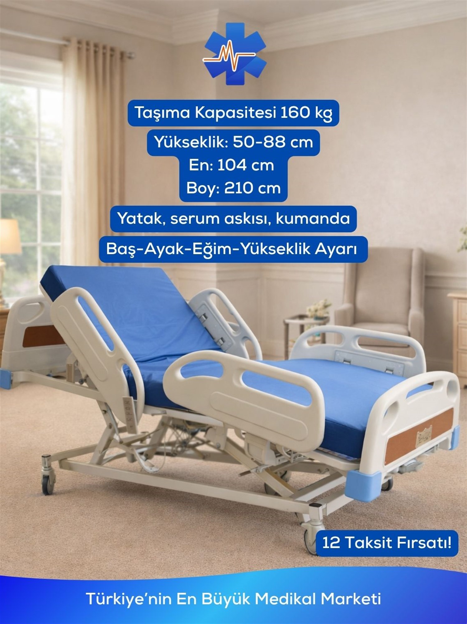4 Motorlu Hasta Karyolası Full Abs Asansörlü