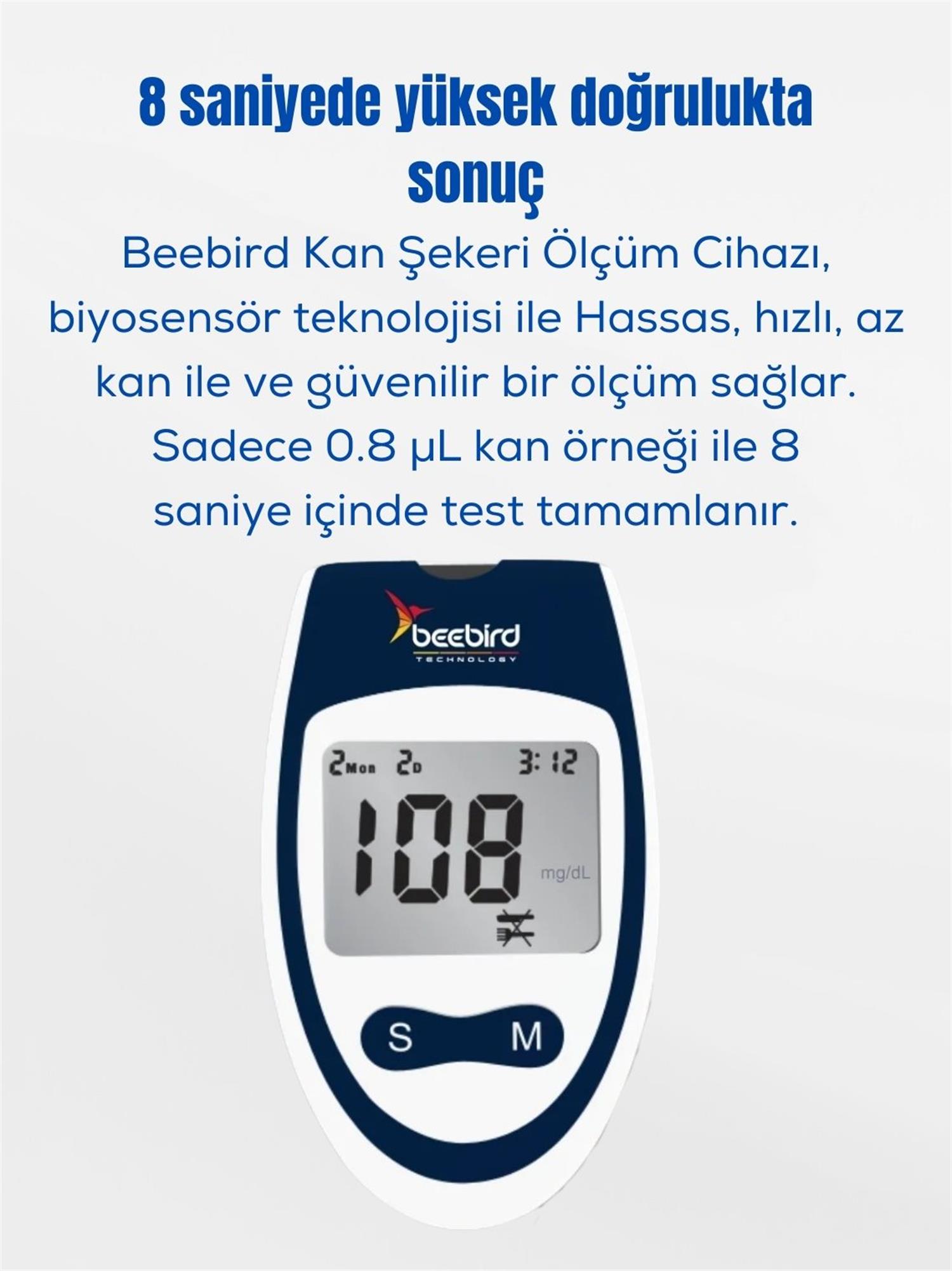 Beebird Accurect GLM 79 Şeker Ölçüm Cihazı ve 75 Adet Strip Dahil!