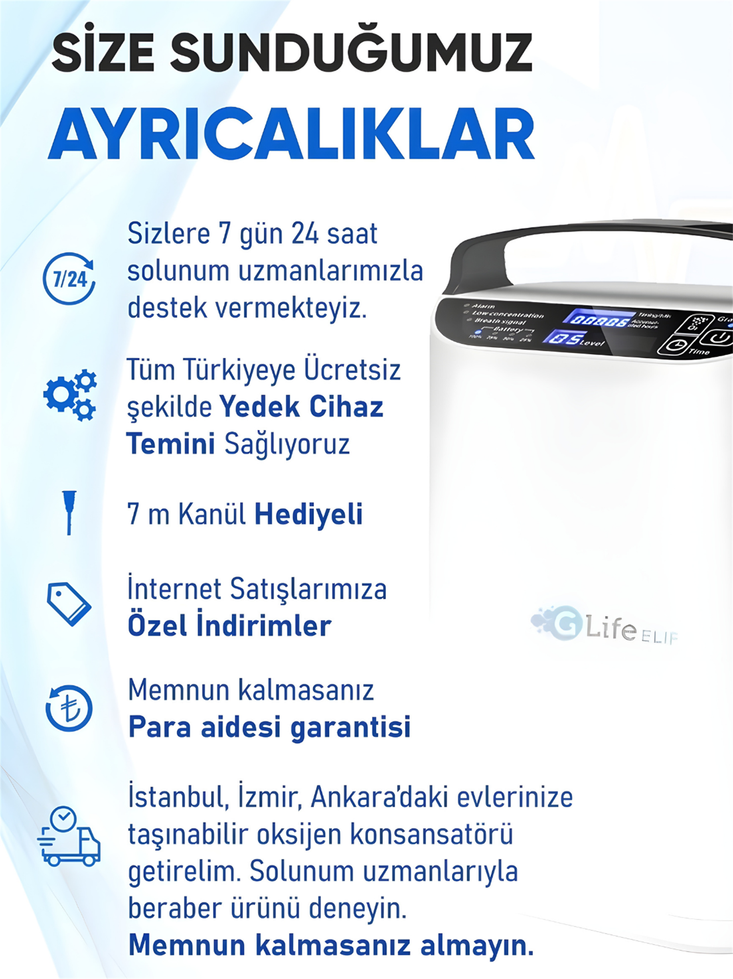 G Life Şarjlı Taşınabilir Oksijen Cihazı