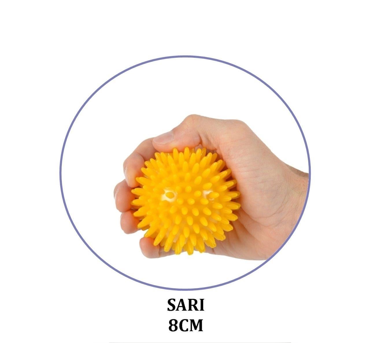 MVS El Egzersiz Masaj ve Duyu Topu , Yumuşak Dikenli Top Sarı Renk 8 CM