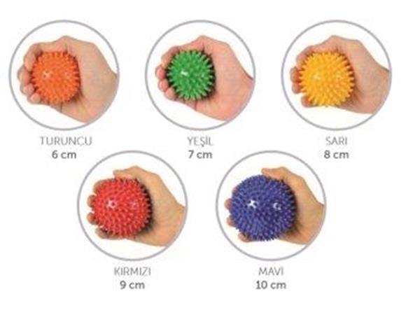 MVS El Egzersiz Masaj ve Duyu Topu , Yumuşak Dikenli Top Yeşil Renk 7 CM