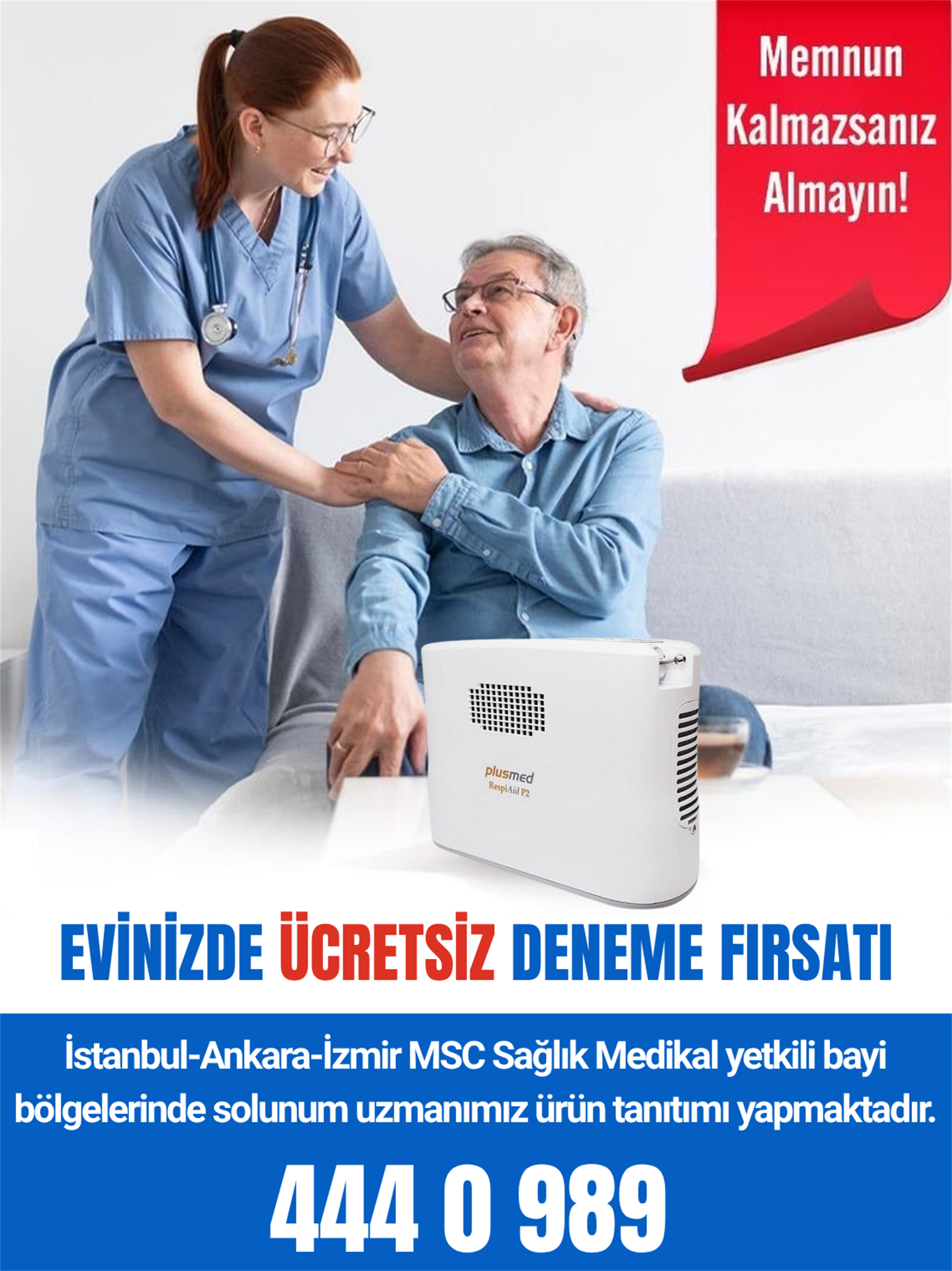 Plusmed Respiaid P2 Şarjlı Oksijen Makinesi