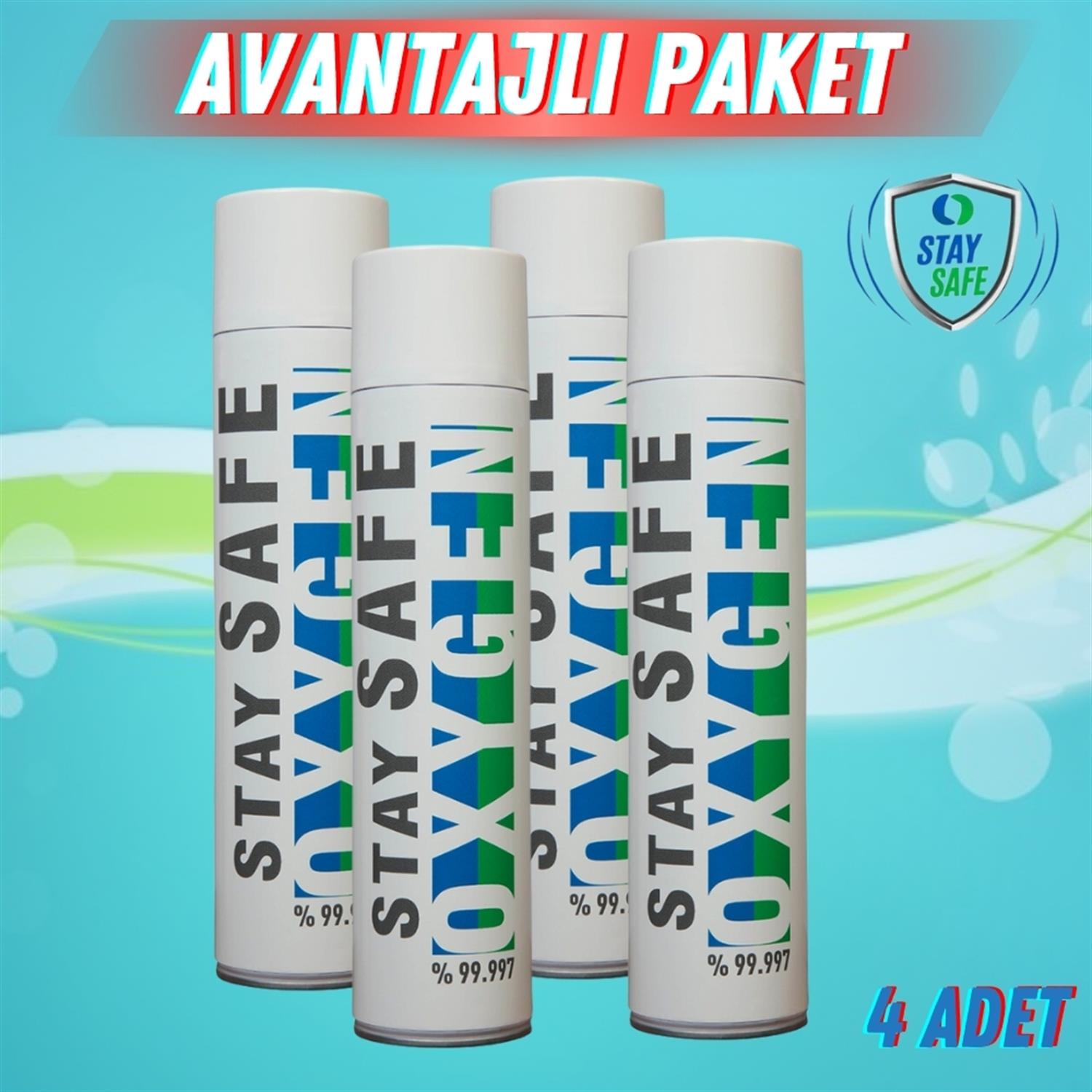 Stay Safe Taşınabilir Oksijen Tüpü Maskeli 4 Adet
