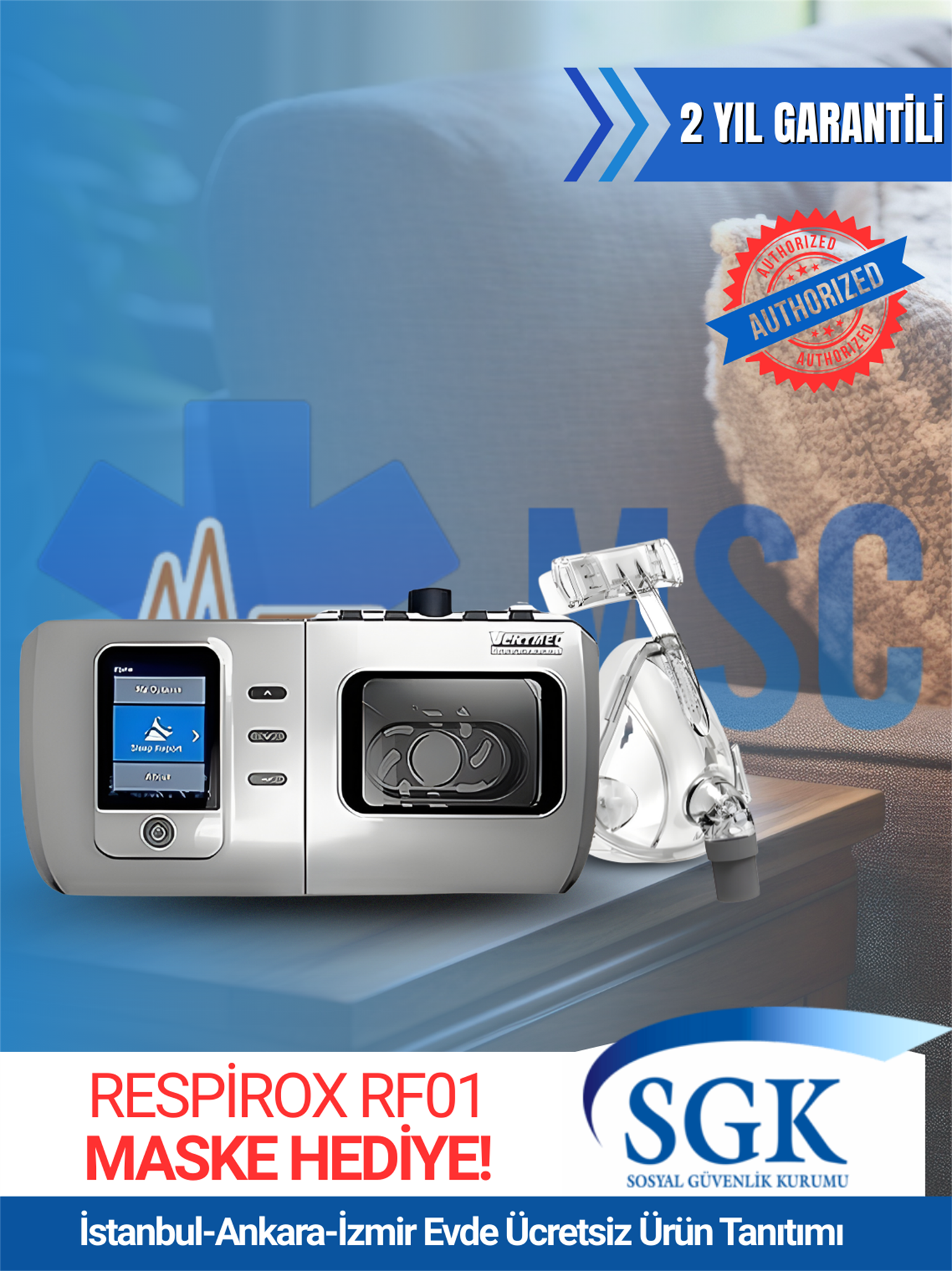 Ventmed DS5 Isıtıcılı Nemlendiricili CPAP Cihazı + Maske