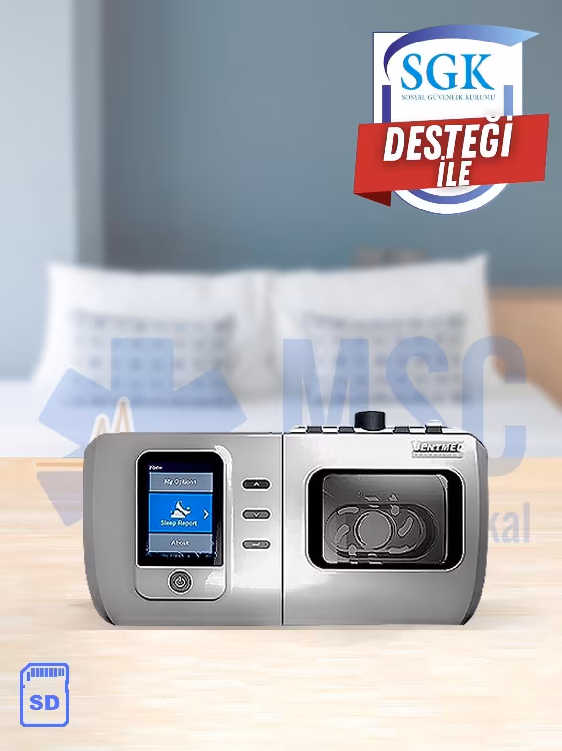 Ventmed DS8 Isıtıcılı Nemlendiricili BPAP ST Cihazı + Maske + Nemlendirici